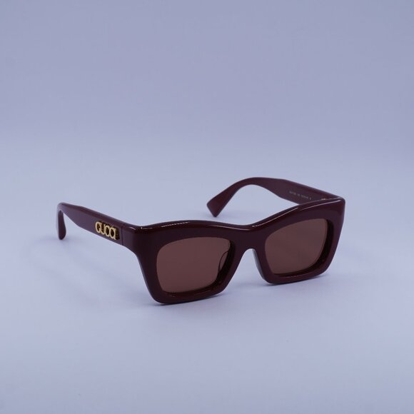 Gucci GG1773SA 002 Sunglasses Burgundy Cay Eye Frame, Brown Lenses - Picture 1 of 12